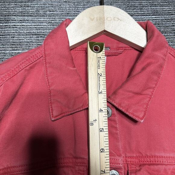 Free People Denim Jacket Women's L Red Christmas Pockets Trucker Rumors - Picture 6 of 13